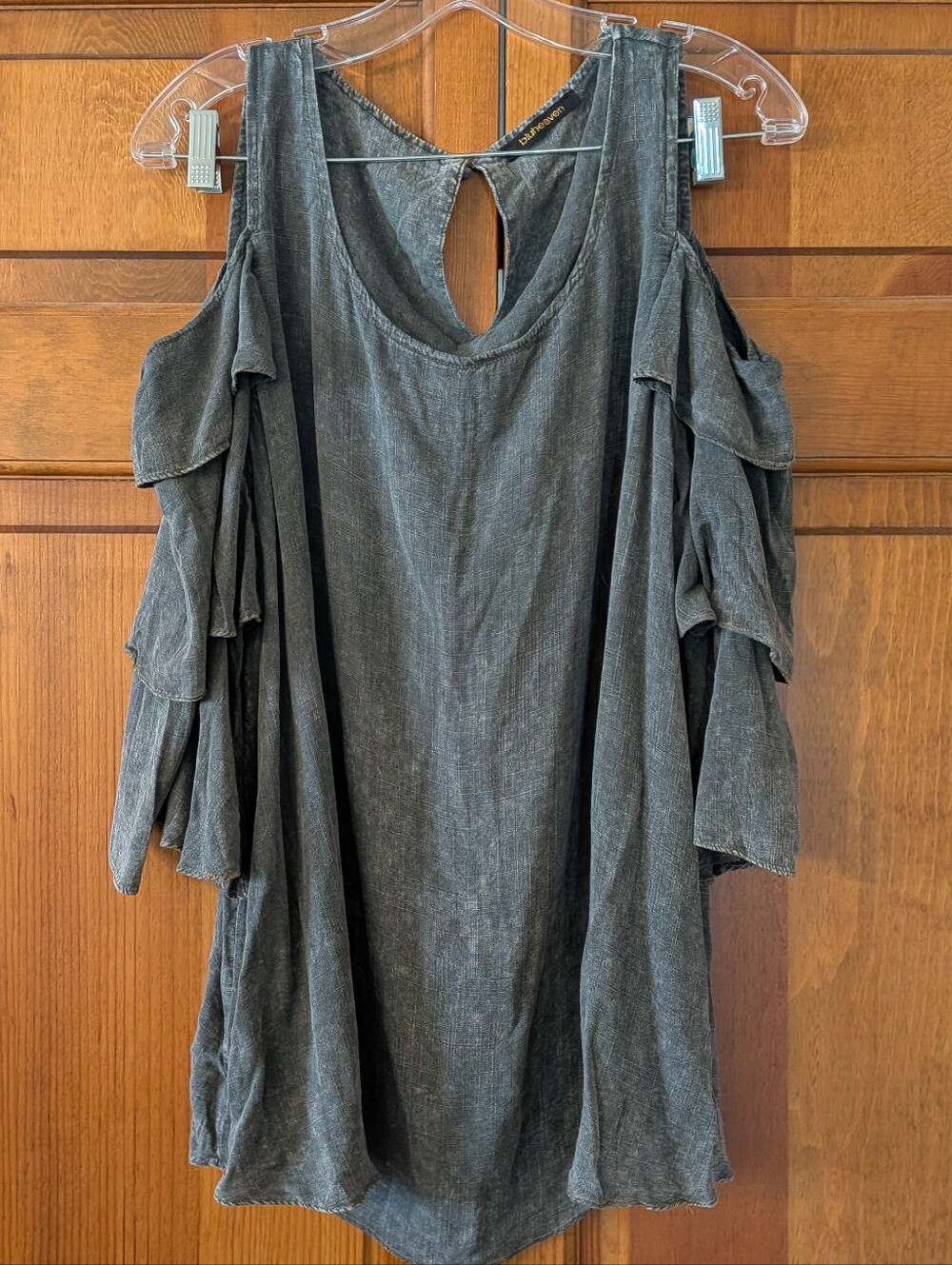 Cold Shoulder Washed Charcoal Women’s Top